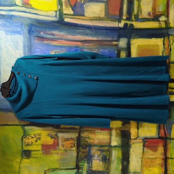 Vintage Vicky Tiel Retro tiel button split collar  sweater Dress.  Sz XL - Picture 3 of 11